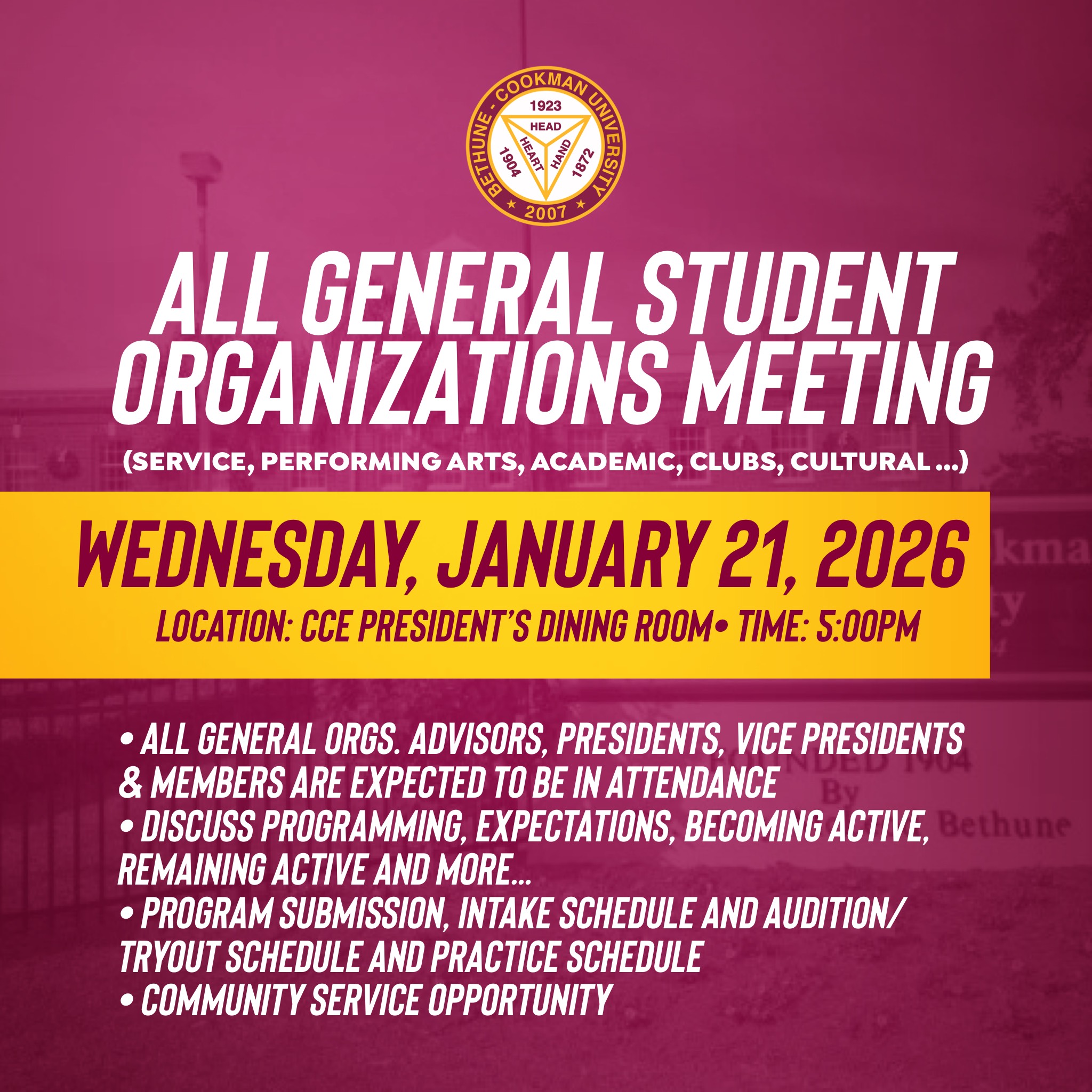 All General Student Organizations Meeting